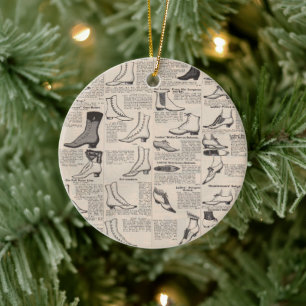 Ornamento De Cerâmica Página de Catálogo de Sapato Feminino Antigo Impre