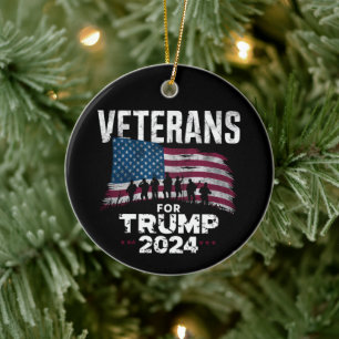 Ornamento De Cerâmica Pai Avô Veteranos Para Trump 2024 Bandeira America
