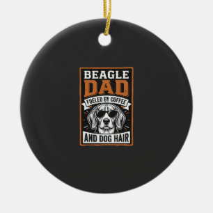 Ornamento De Cerâmica Pai Beagle Energizado por Café e Pelo de Cachorro