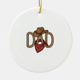 Ornamento De Cerâmica Pai Cowboy Corda Chapéu Bandana Desenho Vintage De