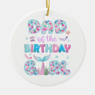 Ornamento De Cerâmica Pai Da Menina Mermaid De Aniversário Família Combi