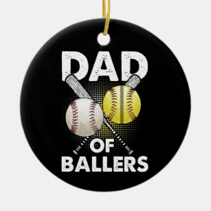 Ornamento De Cerâmica Pai de Ballers Pai de Baseball e Jogador de Softba
