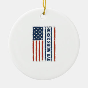 Ornamento De Cerâmica Pai de Show de Cavalo Bandeira Americana Camisa Vi