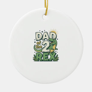 Ornamento De Cerâmica Pai do 2 Rex Camisa de Pai de Dinossauro Design_1