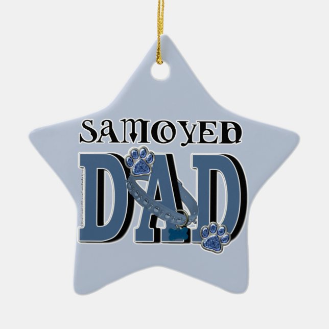 Ornamento De Cerâmica PAI do Samoyed (Frente)