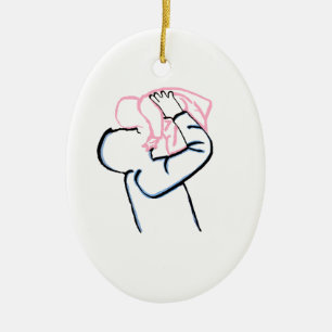 Ornamento De Cerâmica Pai e filha.