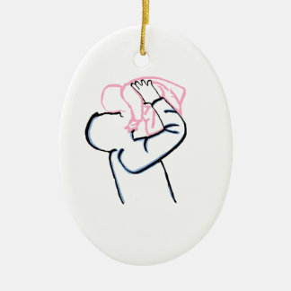 Ornamento De Cerâmica Pai e filha.