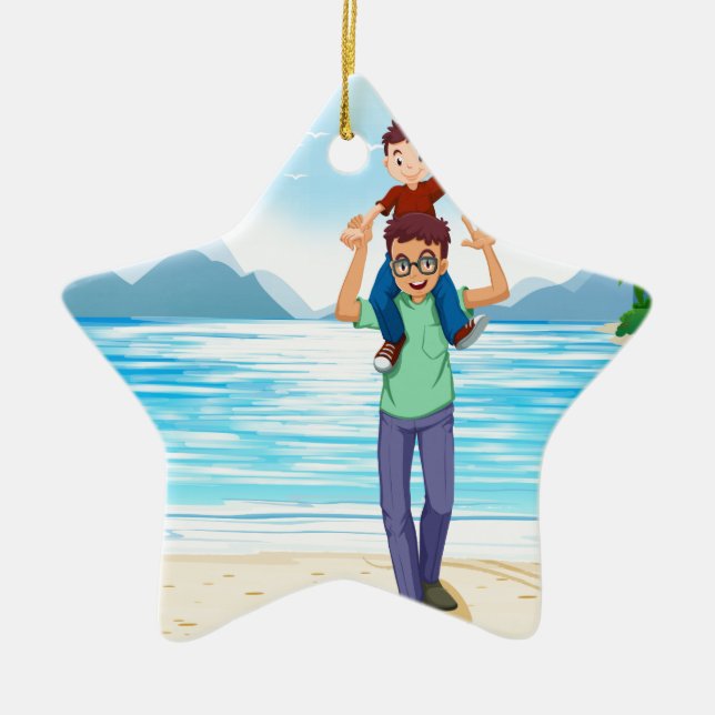 Ornamento De Cerâmica Pai e filho (Frente)