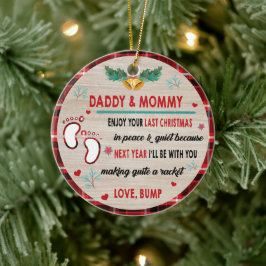 Ornamento De Cerâmica Pai e Mamãe Aproveite seu último Natal