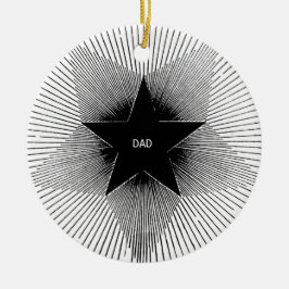 Ornamento De Cerâmica Pai estrela vibes retrô groovy de aniversário