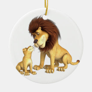 Ornamento De Cerâmica Pai & filho do leão dos desenhos animados