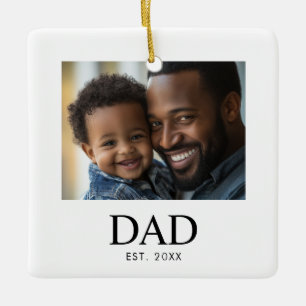 Ornamento De Cerâmica Pai Fundou Foto Simples Preto e Branco