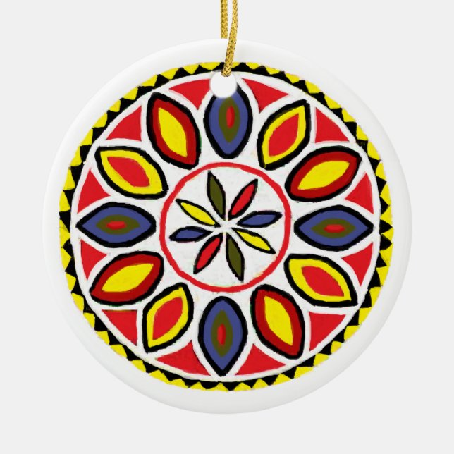 Ornamento De Cerâmica Pai & Hex triplo da estrela (Frente)