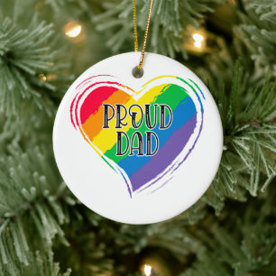 Ornamento De Cerâmica Pai LGBT Orgulho gay Mês do Sinalizador do Coração