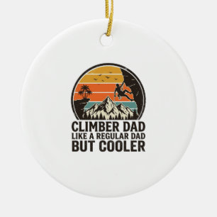 Ornamento De Cerâmica Pai Montanhista Vintage Pôr do Sol Camiseta Divert