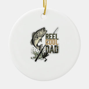 Ornamento De Cerâmica Pai Muito Legal de Pesca de Robalo Desenho de Grav