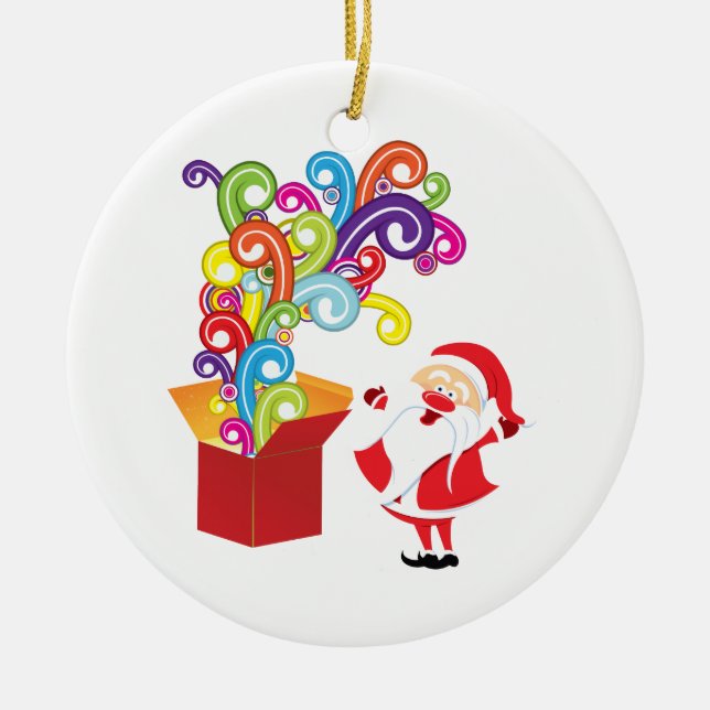 Ornamento De Cerâmica Pai Natal Bonito E Caixa De Presentes De Natal (Frente)