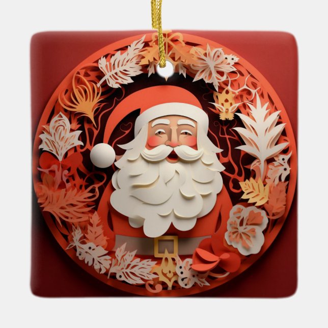 Ornamento De Cerâmica Pai Natal Cortado (Frente)