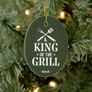 Ornamento De Cerâmica Pai Natal Personalizado do Rei da Grelha no Natal
