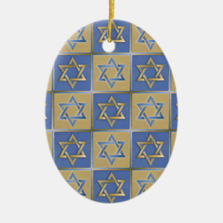 Ornamento De Cerâmica Painéis de Arte Estrela de Davi Azul Dourado