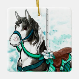 Ornamento De Cerâmica Paint Carousel Horse Ornament