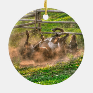 Ornamento De Cerâmica Paint Horse Rolling in Dust Funny Photo