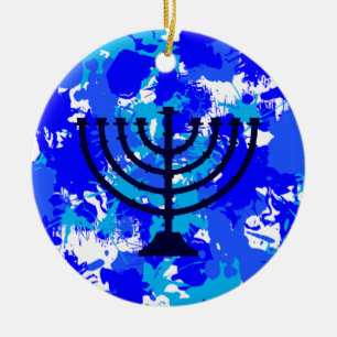 Ornamento De Cerâmica Paint Splatter Menorah