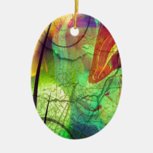 Ornamento De Cerâmica Painted Nebula -Fire Opal Abstract