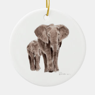 Ornamento De Cerâmica pair of elephants tree ornament