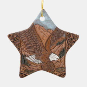 Ornamento De Cerâmica País ocidental patriótico Eagle de couro utiliza