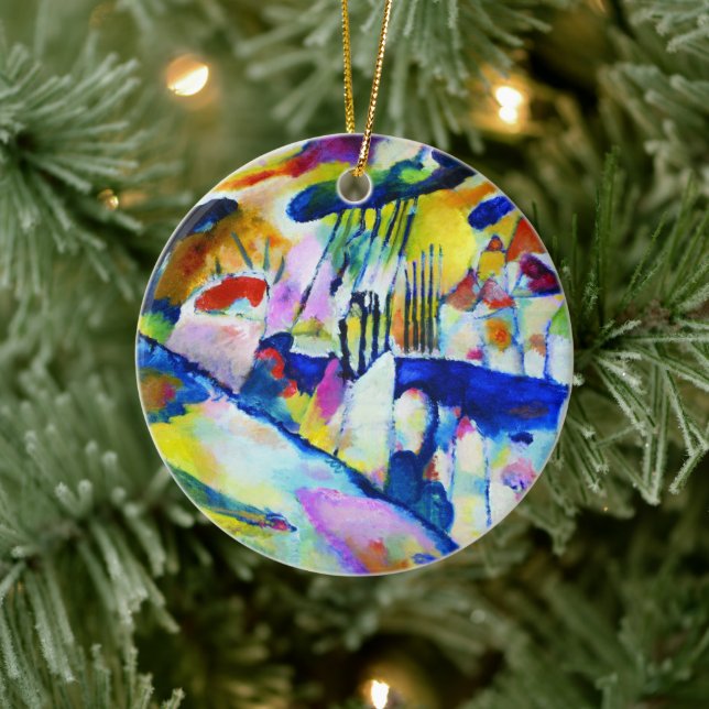 Ornamento De Cerâmica Paisagem com Chuva por Wassily Kandinsky (Árvore)