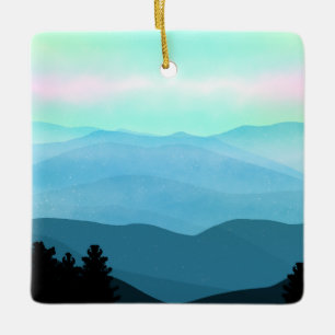 Ornamento De Cerâmica Paisagem das montanhas do Enfumaçado Excelente