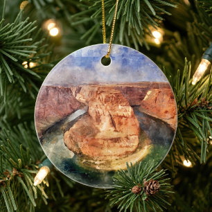 Ornamento De Cerâmica Paisagem em Aquarela de Horseshoe Bend no Grand Ca