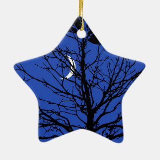 Ornamento De Cerâmica Paisagem lunar de Cobalto azul e preto