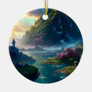 Ornamento De Cerâmica Paisagem Pitoresca Quatro