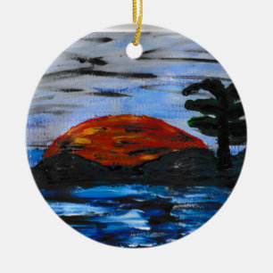 Ornamento De Cerâmica Paisagem Sunset