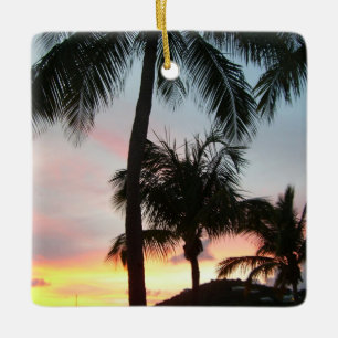 Ornamento De Cerâmica Paisagem Tropical de Palms Sunset Fotografia
