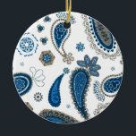 Ornamento De Cerâmica Paisley Blue Bohemian Patterian<br><div class="desc">padrão de cenário</div>