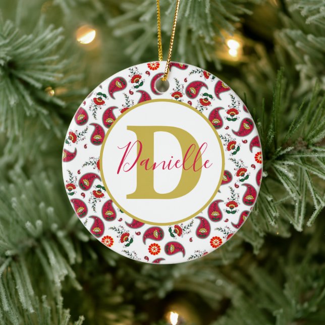 Ornamento De Cerâmica paisley de Natal personalizado (Árvore)