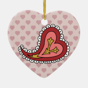 Ornamento De Cerâmica Paisley Heart Ornament