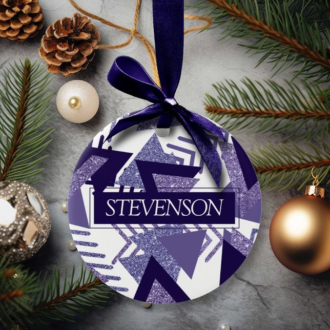 Ornamento De Cerâmica Paixão Roxo legal | Monograma em forma de Abstrato (Criador carregado)