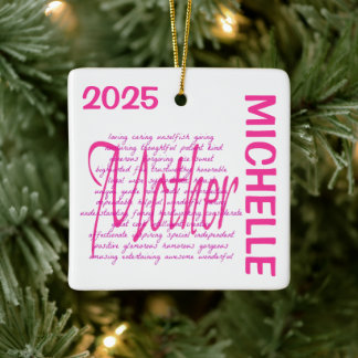 Ornamento De Cerâmica Palavras adoráveis para a Mãe PERSONALIZADA