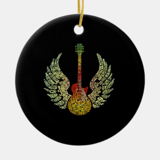 Ornamento De Cerâmica Palavras de Violão Armadas (Frente)