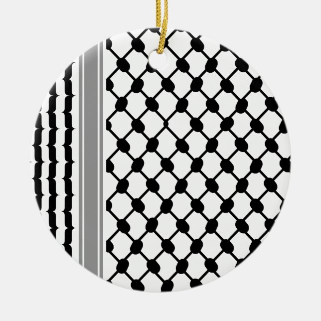 Ornamento De Cerâmica Palestino Hatta Keffiyeh Kufiya Folk (2 Padrão) (Frente)