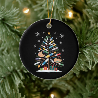 Ornamento De Cerâmica Paleta de Pincel de Pintura de Árvore de Natal Art
