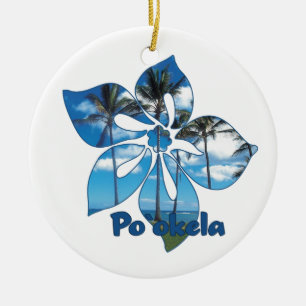 Ornamento De Cerâmica Palm Tree Hibiscus Ornaeans Havaianas