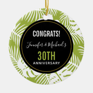 Ornamento De Cerâmica Palma Verde Deixa Padrão Floresta Tropical