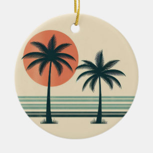 Ornamento De Cerâmica Palmeiras tropicais retrô/vintage