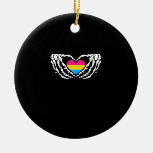 Ornamento De Cerâmica Pan Pride Skeleton Halloween Gótico Heart