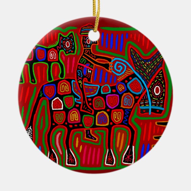 Ornamento De Cerâmica Panama Mola - Salve um Cavalo Monte um Cowboy (Frente)